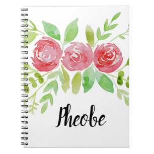 Personalised Watercolor Floral Notebook