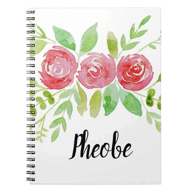 Personalised Watercolor Floral Notebook (Front)