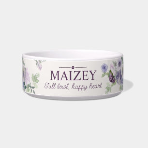 Personalised Watercolor Floral Pet Name Bowl