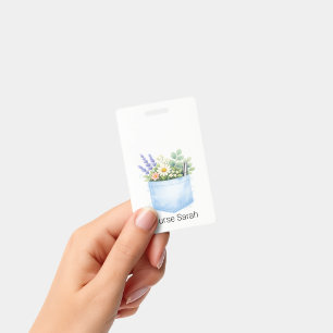 Personalised Watercolor Floral Scrubs Pocket  ID Badge