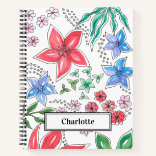Personalised Watercolor Floral Spiral Notebook