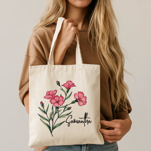 Personalised Watercolor Flower Tote Bag for Women