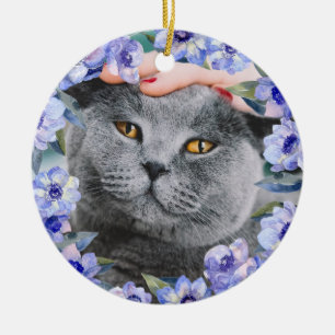 Personalised Watercolor Flowers Ceramic Ornament