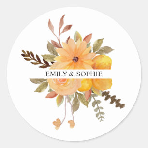 Personalised Watercolor Flowers  Classic Round Sticker