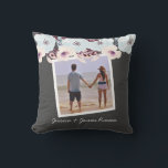 Personalised Watercolor Flowers Cushion<br><div class="desc">Faux chalkboard and watercolor flower detail and custom photo template for your own photo - add your own text to this stunning personalised pillow from Ricaso</div>