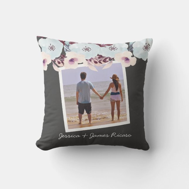 Personalised Watercolor Flowers Cushion (Front)