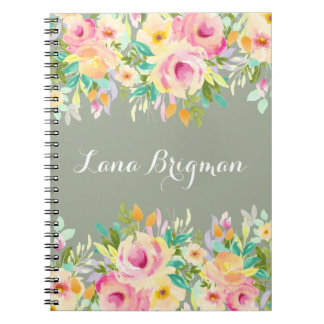 Personalised Watercolor Flowers Journal Notebook