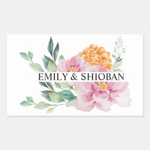 Personalised Watercolor Flowers Rectangular Sticker
