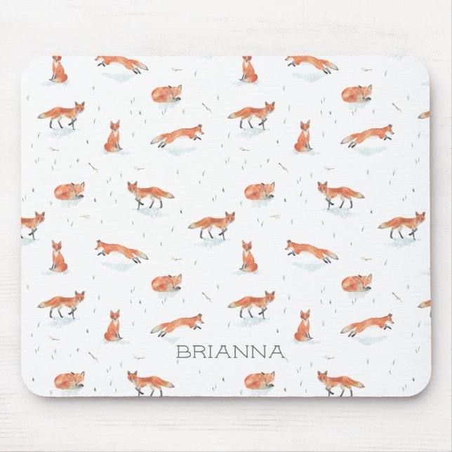 Personalised Watercolor Fox Mouse Pad (Front)