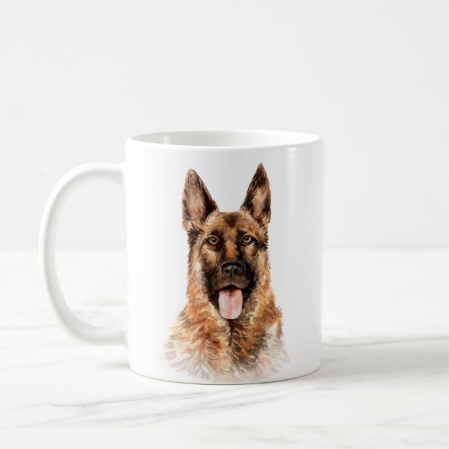 Personalised Watercolor German Shepherd Coffee Mug (Left)