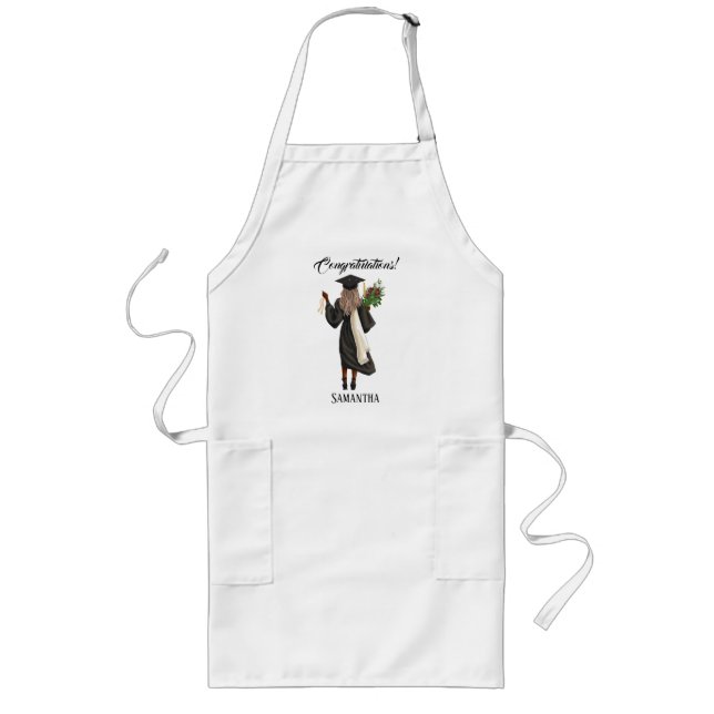 Personalised Watercolor Graduation (10) Long Apron (Front)
