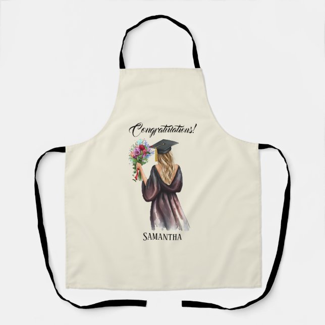 Personalised Watercolor Graduation (11) Apron (Front)