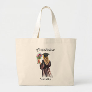Personalised Watercolor Graduation (11) Large Tote Bag