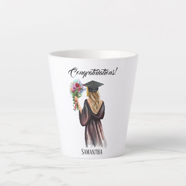 Personalised Watercolor Graduation (11) Latte Mug (Front)