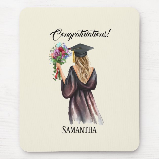 Personalised Watercolor Graduation (11) Mouse Pad (Front)