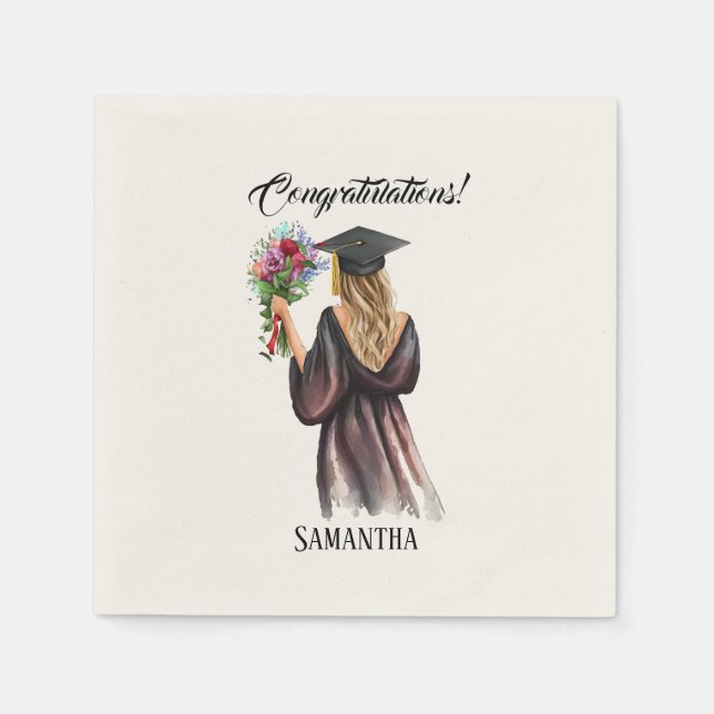 Personalised Watercolor Graduation (11) Napkin (Front)