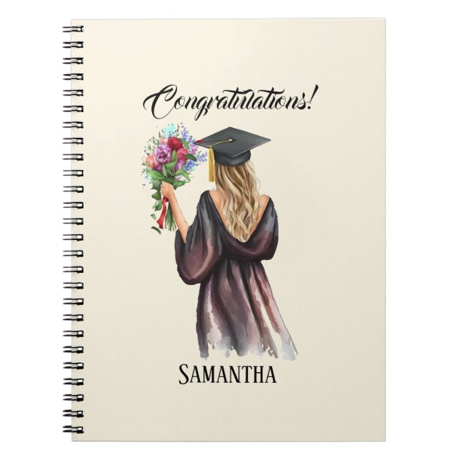 Personalised Watercolor Graduation (11) Notebook (Front)