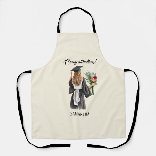 Personalised Watercolor Graduation (12) Apron (Front)