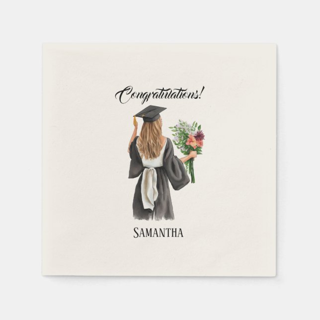 Personalised Watercolor Graduation (12) Napkin (Front)