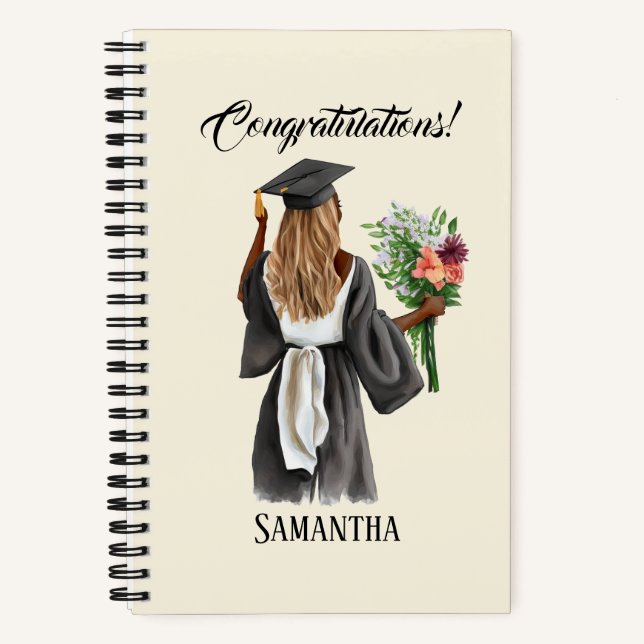 Personalised Watercolor Graduation (13) Notebook (Front)