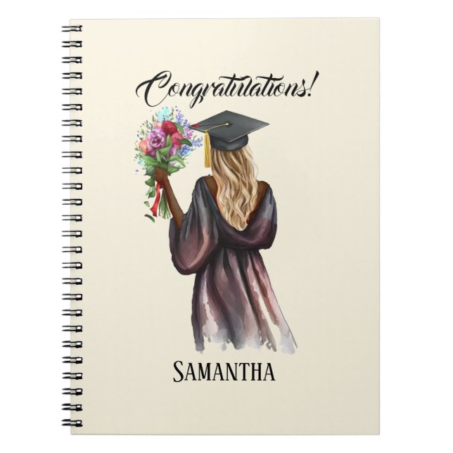 Personalised Watercolor Graduation (14) Notebook (Front)