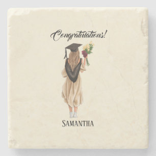 Personalised Watercolor Graduation (2) Stone Coaster