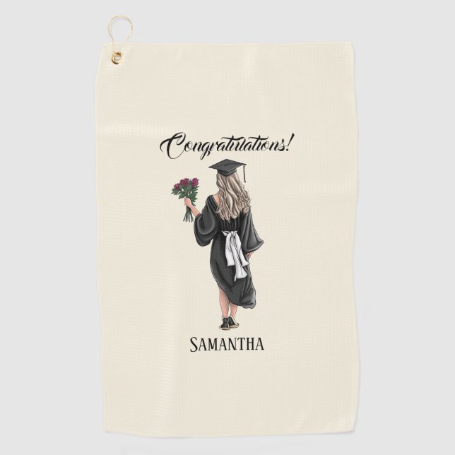 Personalised Watercolor Graduation (3) Golf Towel (Front)