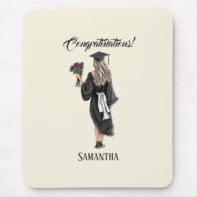 Personalised Watercolor Graduation (3) Mouse Pad (Front)