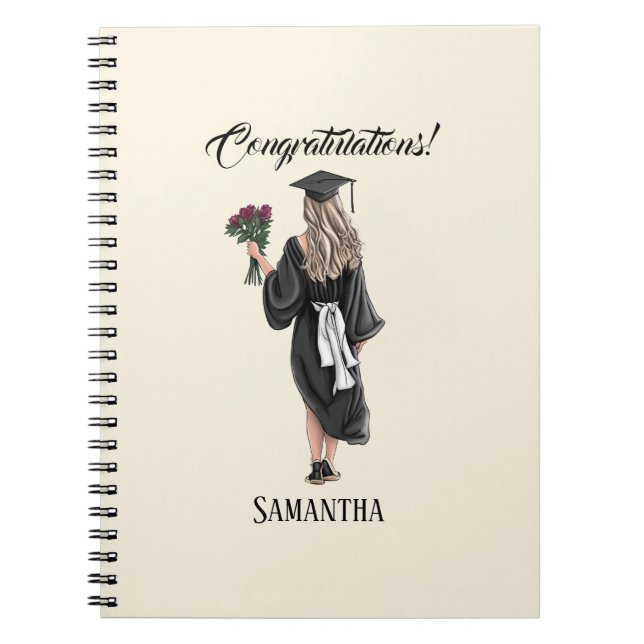 Personalised Watercolor Graduation (3) Notebook (Front)