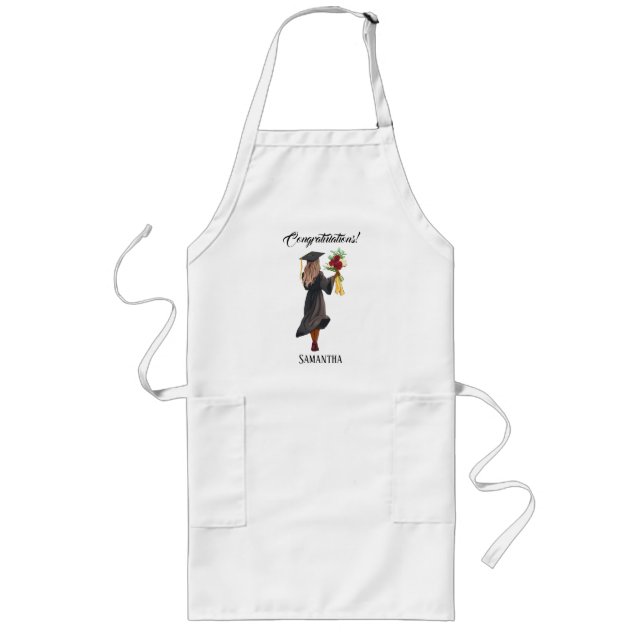 Personalised Watercolor Graduation (5) Long Apron (Front)
