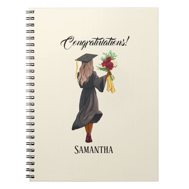 Personalised Watercolor Graduation (5) Notebook (Front)