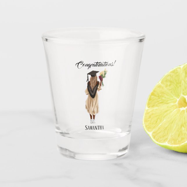 Personalised Watercolor Graduation (6) Shot Glass (Front)