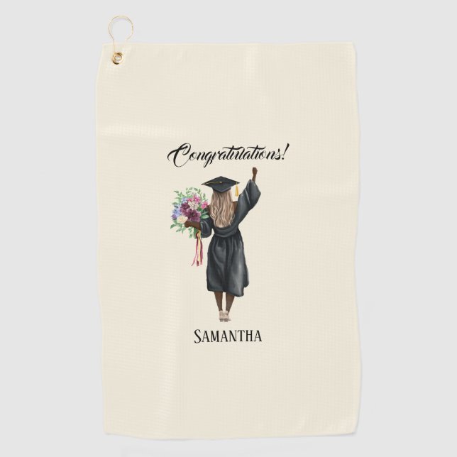 Personalised Watercolor Graduation (7) Golf Towel (Front)