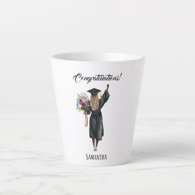 Personalised Watercolor Graduation (7) Latte Mug (Front)