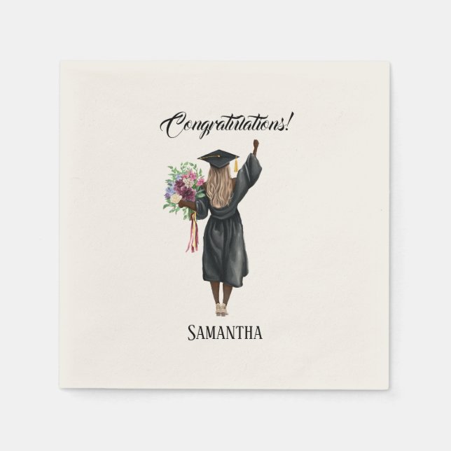 Personalised Watercolor Graduation (7) Napkin (Front)