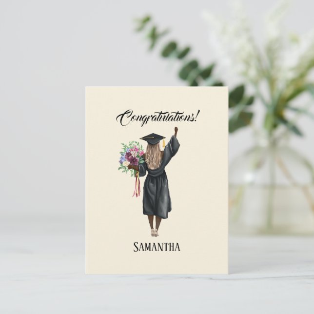 Personalised Watercolor Graduation (7) Postcard (Standing Front)