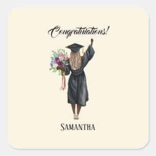 Personalised Watercolor Graduation (7) Square Sticker