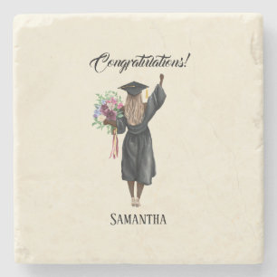 Personalised Watercolor Graduation (7) Stone Coaster