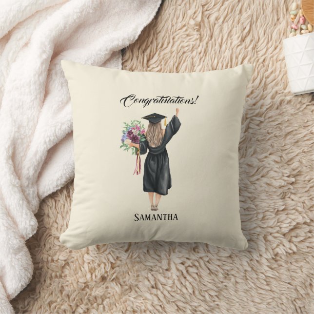 Personalised Watercolor Graduation (8) Cushion (Blanket)