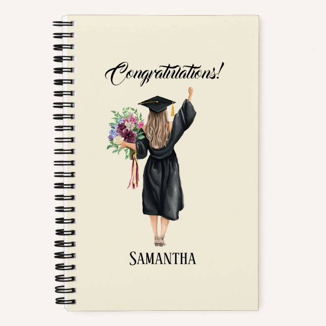 Personalised Watercolor Graduation (8) Notebook (Front)