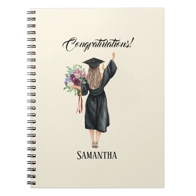 Personalised Watercolor Graduation (8) Notebook (Front)