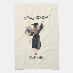 Personalised Watercolor Graduation (8) Tea Towel