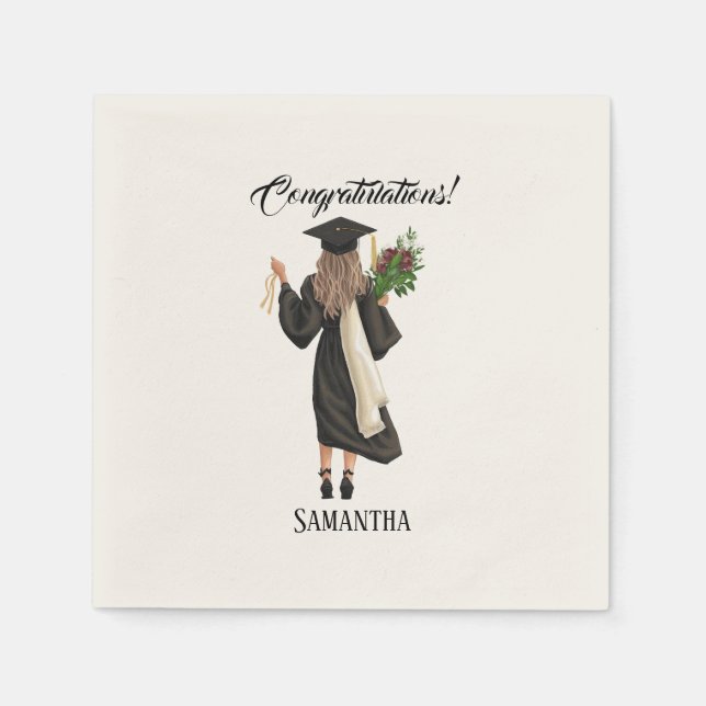 Personalised Watercolor Graduation (9) Napkin (Front)