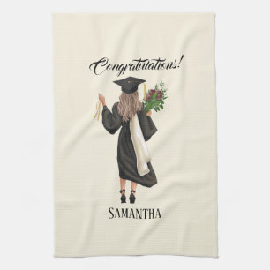 Personalised Watercolor Graduation (9) Tea Towel