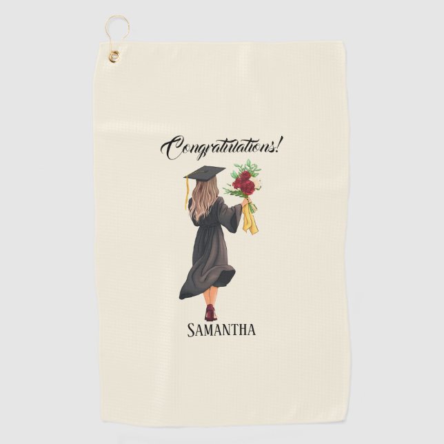 Personalised Watercolor Graduation  Golf Towel (Front)