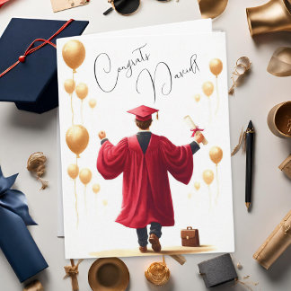 Personalised Watercolor Graduation Master, College Card