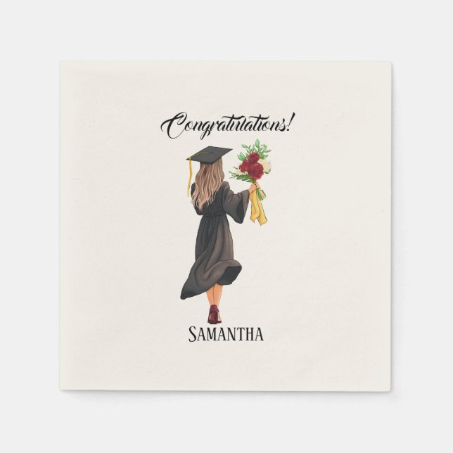 Personalised Watercolor Graduation  Napkin (Front)