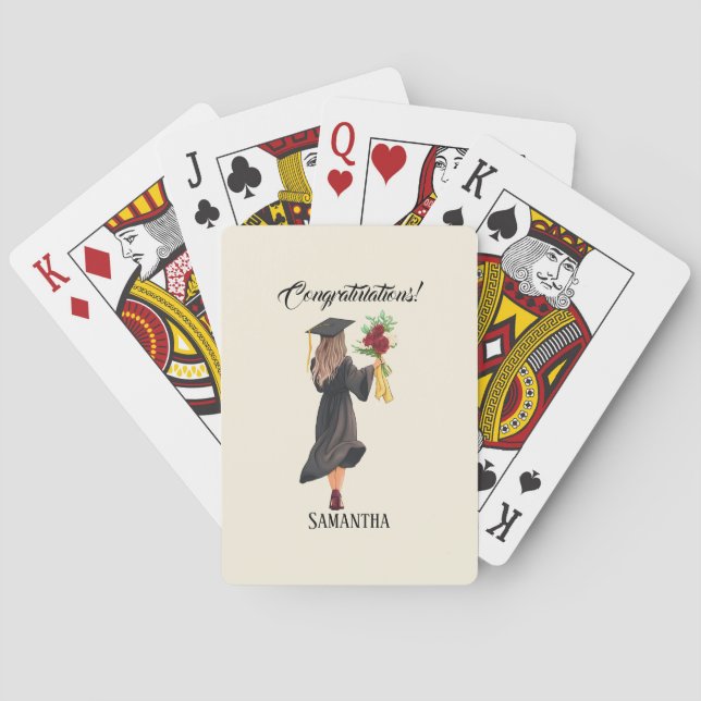 Personalised Watercolor Graduation  Playing Cards (Back)