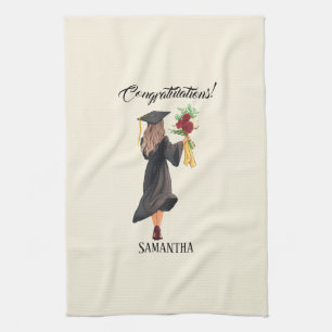 Personalised Watercolor Graduation Tea Towel