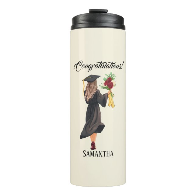 Personalised Watercolor Graduation  Thermal Tumbler (Front)